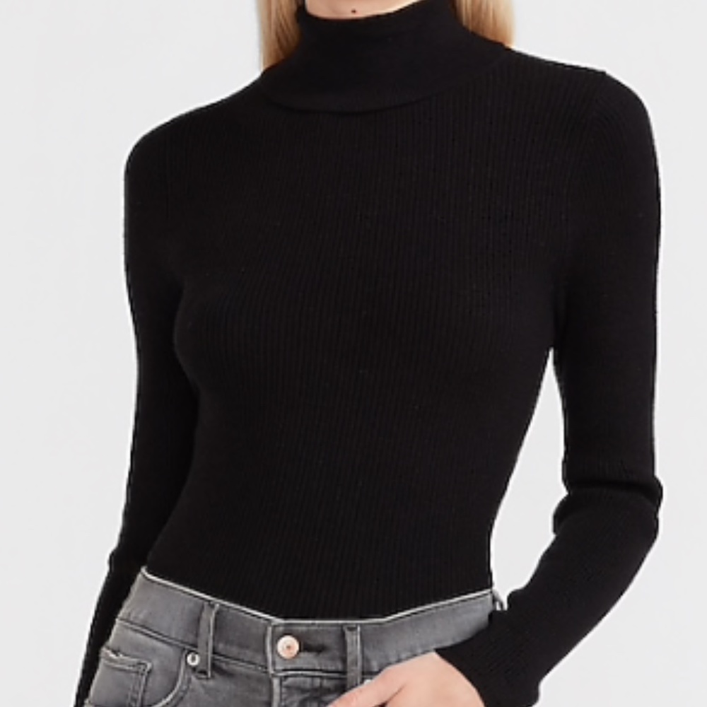Express Black Ribbed Turtleneck Sweater NWT